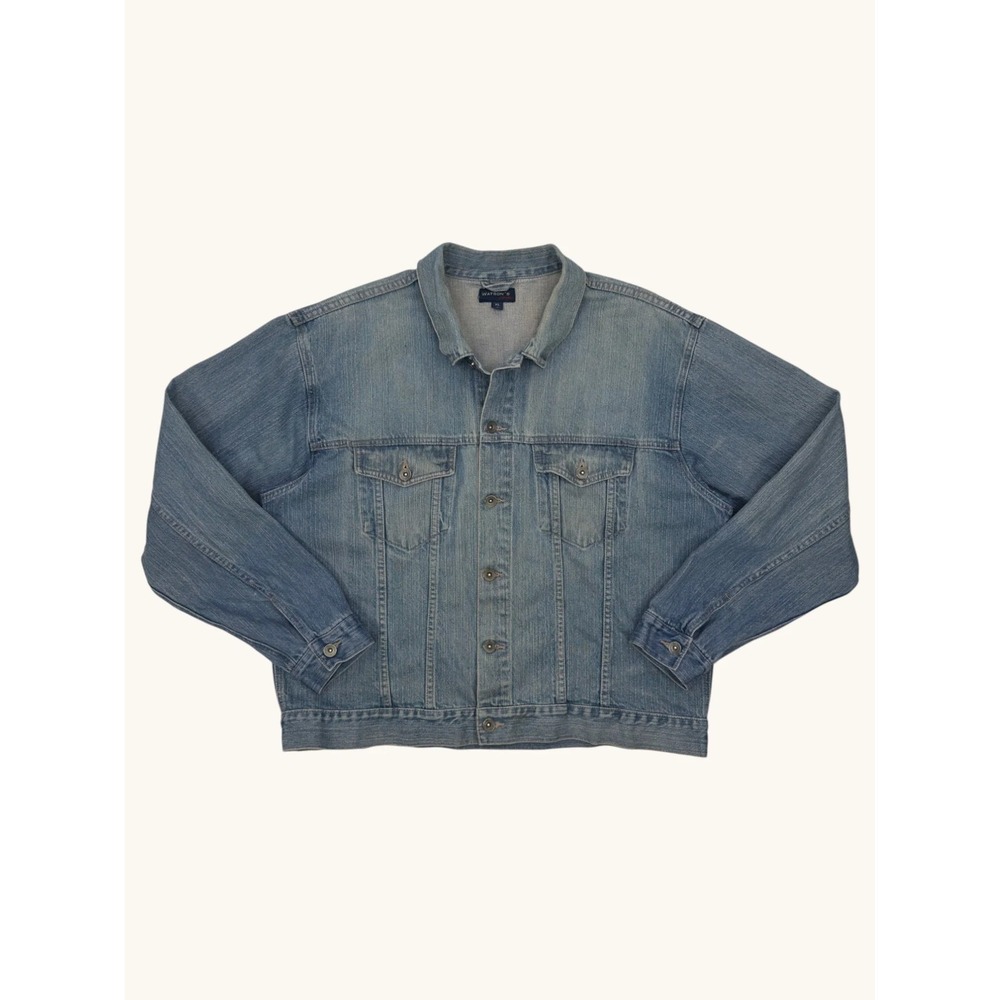 Watson's Mens XL Blue Denim Trucker Jacket Light Wash Button Up Jean Jacket